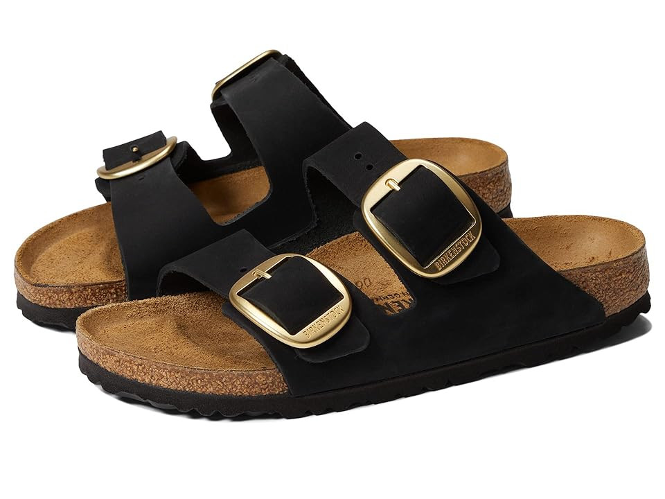 Birkenstock Arizona Big Buckle - Nubuck Leather Women's Shoes Black Nubuck : EU 41 (US Women's 10-10.5) Narrow, Suede | Zappos