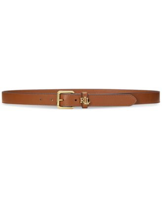 Lauren Ralph Lauren Logo-Keeper Leather Skinny Belt  - Macy's | Macy's