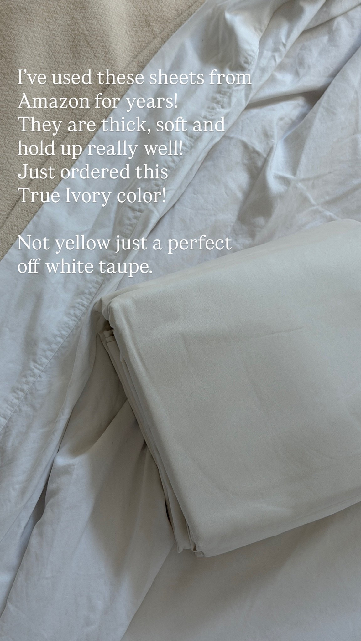 I have these sheets in white on my bed. They are so good! I wants a little more warmth in the guest room so I went with True Ivory and it’s perfect! No yellow, not dingy looking. 
10/10!

#LTKOver40