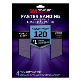 3M Pro Grade Precision 9 in. x 11 in. 120 Grit Medium Faster Sanding Sanding Sheets (4-Pack)-2612... | The Home Depot