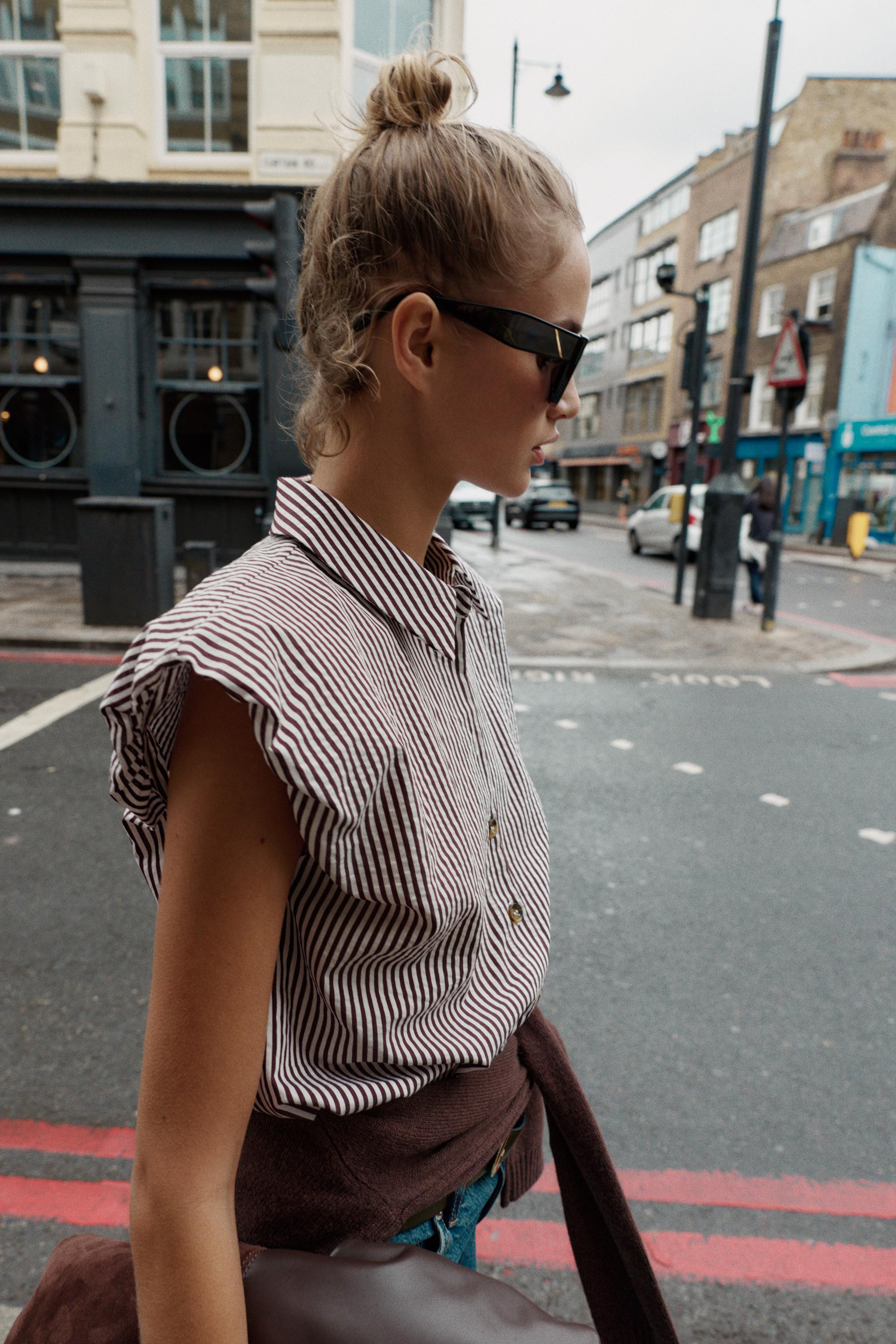STRIPED SLEEVELESS SHIRT | Zara US