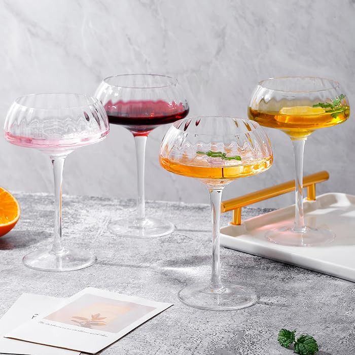 Lysenn Coupe Glasses Set of 4, Champagne Coupe and Martini Glasses, 8.45oz | Amazon (US)