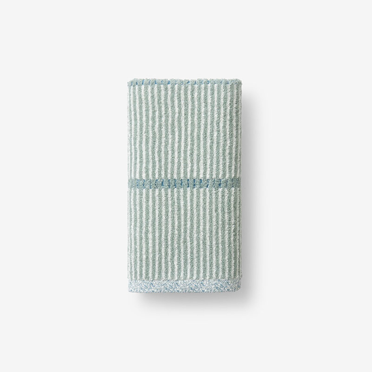 Narrow Stripe Reversible Cotton Hand Towel - Spa Green | The Company Store