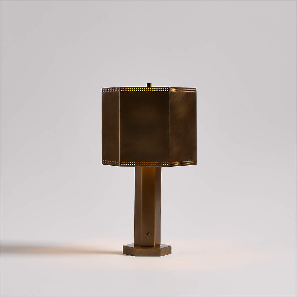 Trousdale Brass Perforated Metal Mini Table Lamp 15" + Reviews | Crate & Barrel | Crate & Barrel