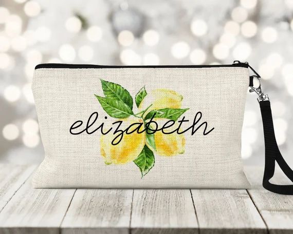 Lemon Cosmetic Bag, Personalized Makeup Pouch, Lemon Gift, Lemon Makeup Pouch, Christmas Gift, Bi... | Etsy (US)