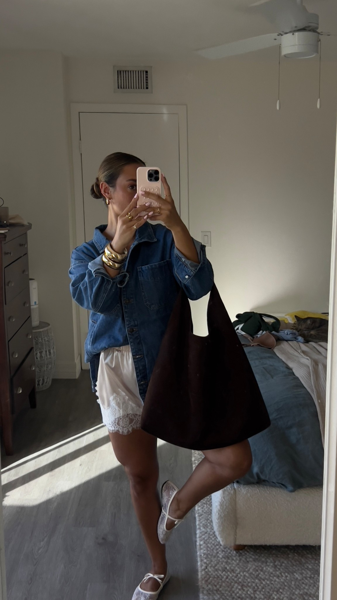 It’s tiiiiiime for fall fashion! Even though fall doesn’t exist in south Florida, I still love styling outfits for the season 

I’ve been obsessed with denim and lace lately and these shorts are perfect for Florida fall 

Suede is another one of my favorite fall trends, and this bag from last season is ready to make another appearance this year 

Wearing size small in the denim shacket and size medium in the shorts 

#LTKFindsUnder50 #LTKSeasonal #LTKStyleTip