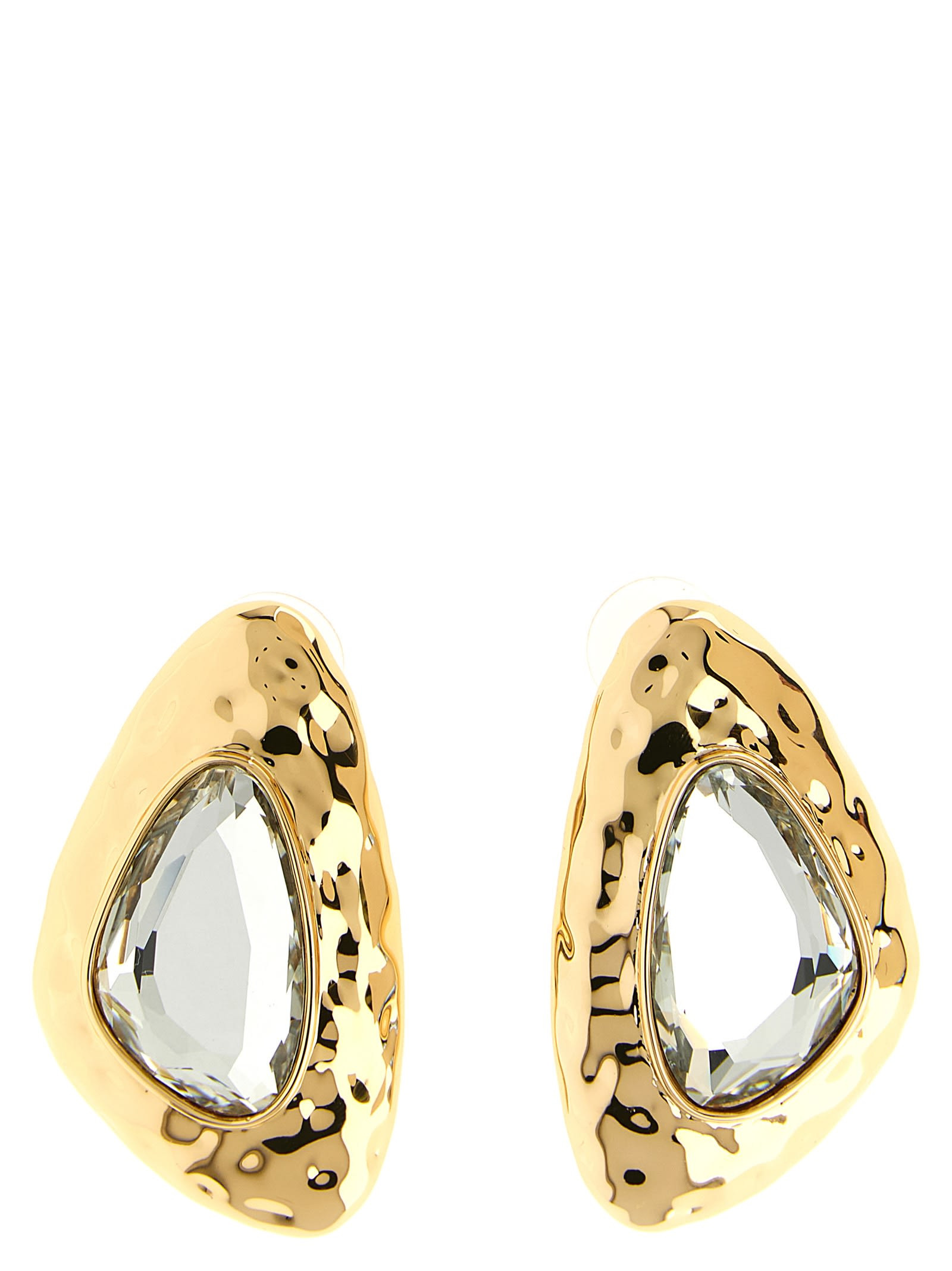 self-portrait hammered Gold Crystal Earrings | Italist.com US