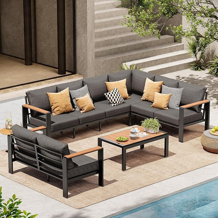 Amazon.com: ComfCove Aluminum Outdoor Patio Furniture Set, 11 Seats Patio Conversation Sets, Over... | Amazon (US)