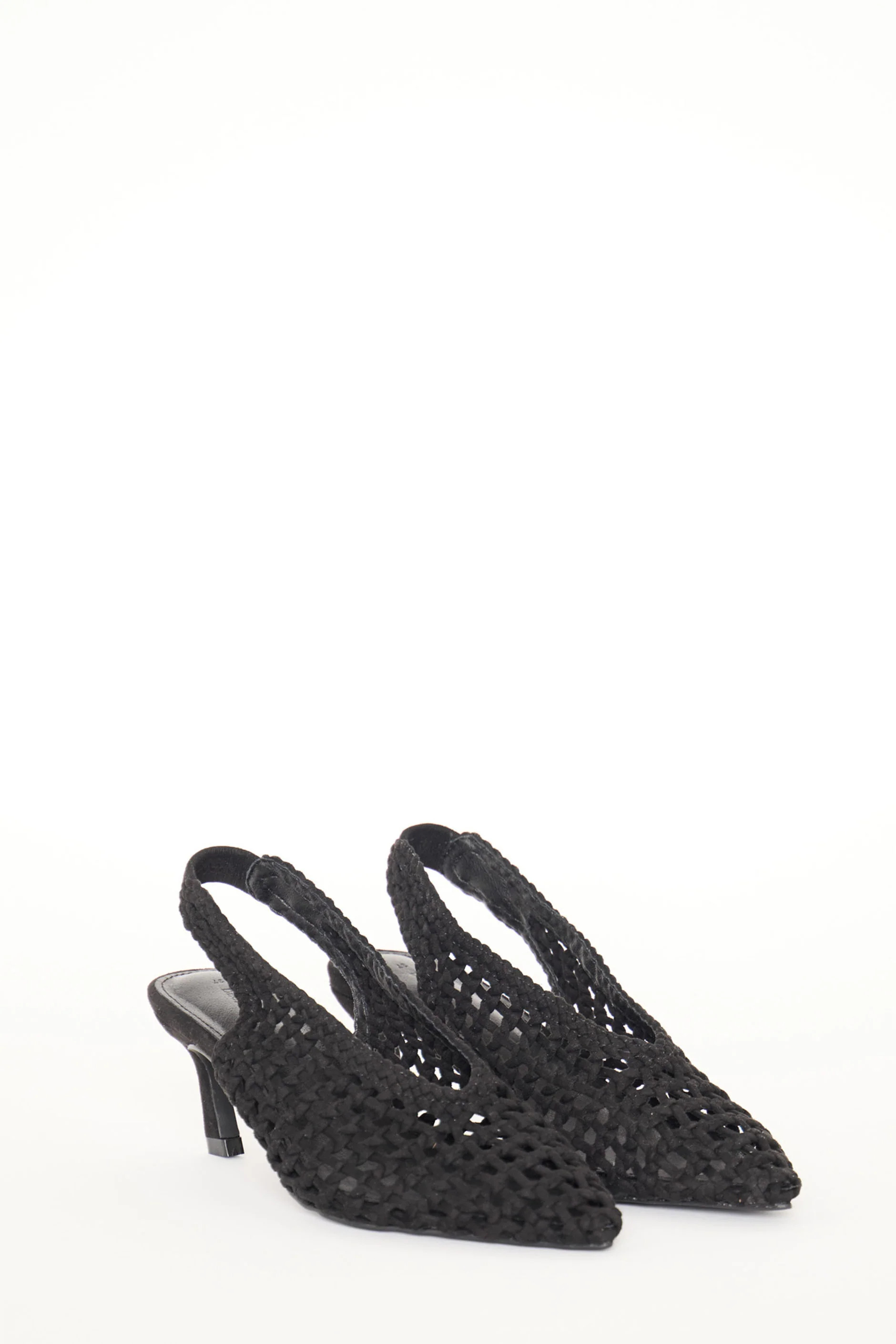 Ellie Suede Point Heel - Black | DECJUBA