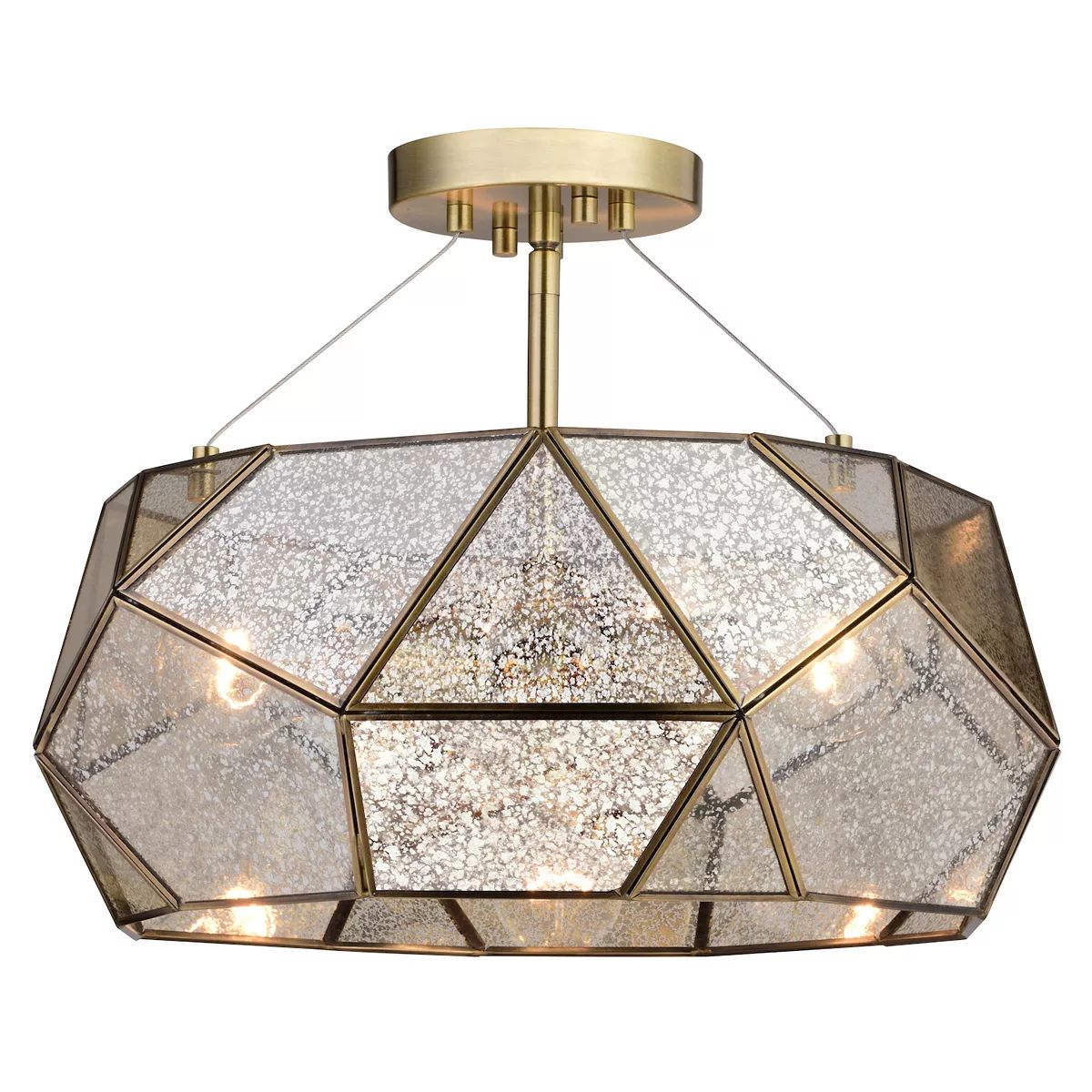 Euclid 16-in W Gold Aged Brass Contemporary Geometric Semi Flush Mount Ceiling Light Fixture with... | Kohl's