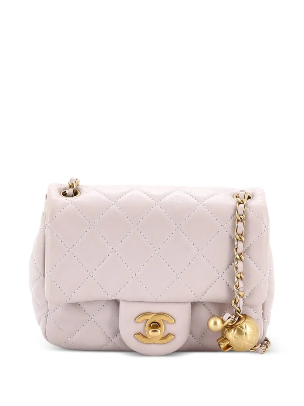 CHANEL Pre-Owned Pearl Crush Square Flap Bag Quilted Lambskin Mini crossbody bag - Purple | Farfetch Global