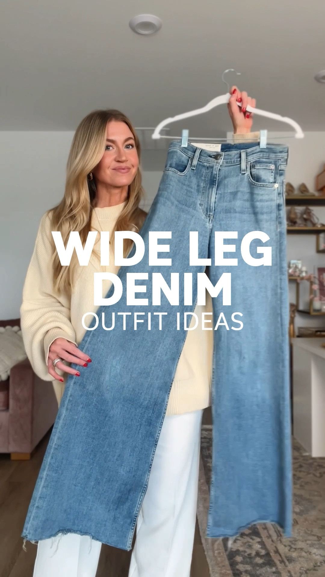 Here are all the tips you can pair with one of my favorite high rise wide leg denim! Jeans run TTS  

#LTKVideo #LTKSeasonal #LTKstyletip