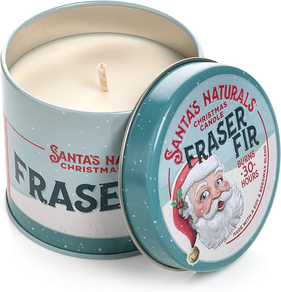 Santa's Naturals Fraser Fir Christmas Candle (9oz) | Authentic Pine Scent | Christmas Gift | Burn... | Amazon (US)