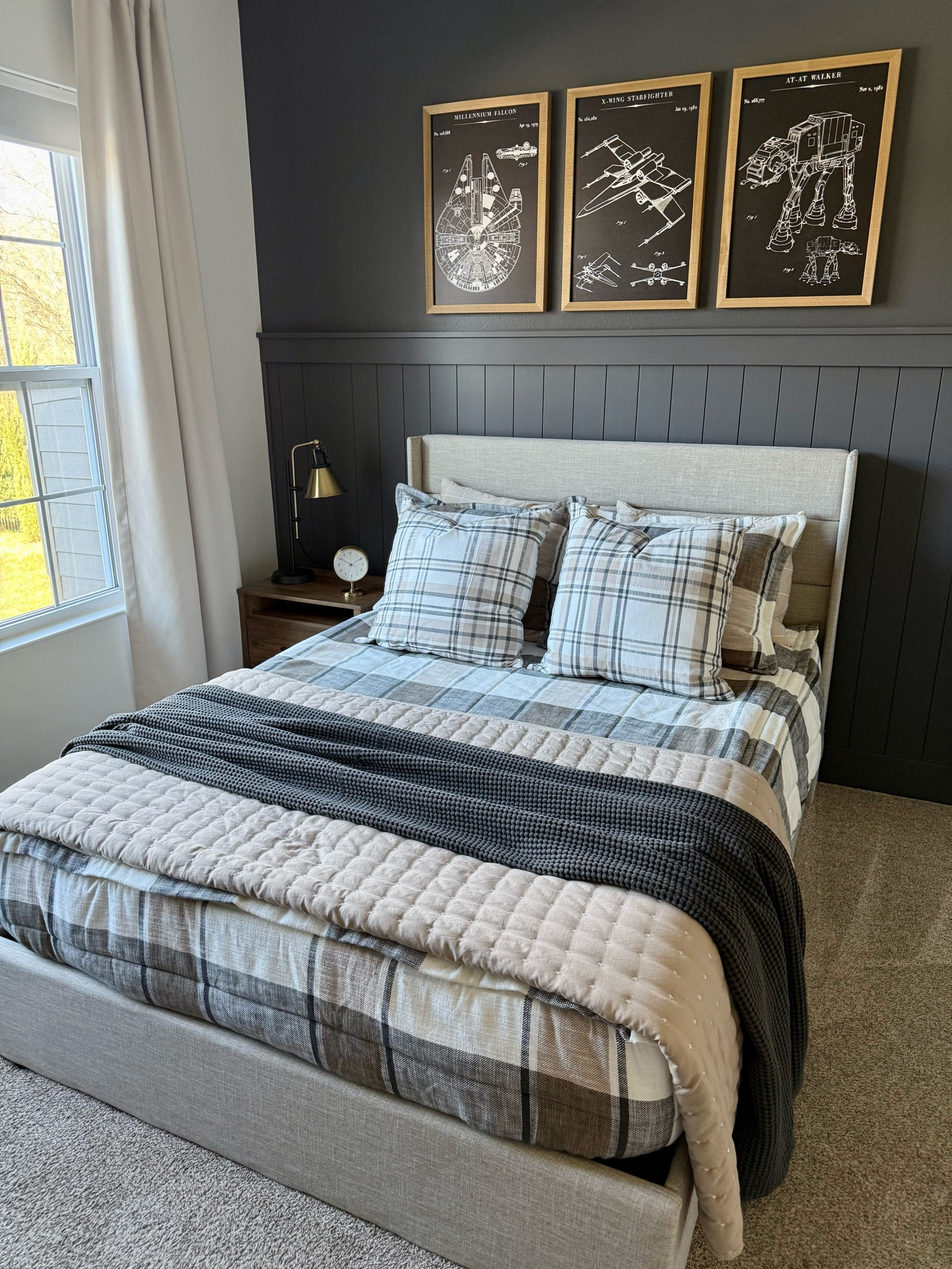 Teen Boy’s Bedroom 

I just completed my son’s new teen bedroom. Wall color is Peppercorn and Pure White by Sherwin Williams. Bedding can’t be linked but it’s from Beddy’s. Super happy with my finds from Amazon, Wayfair, Target and Etsy. I’ve linked other items not seen here that are also in his bedroom. 

Moody paint / upholstered bed / quilt / waffle blanket / night stand / night table / shiplap / Star Wars / digital art / table lamp / desk lamp / desk chair / gold clock / alarm clock / Beddy’s / beige bed / linen curtains / linen drapes /target / hearth and hand / magnolia 

#LTKFindsUnder100 #LTKHome #LTKFindsUnder50