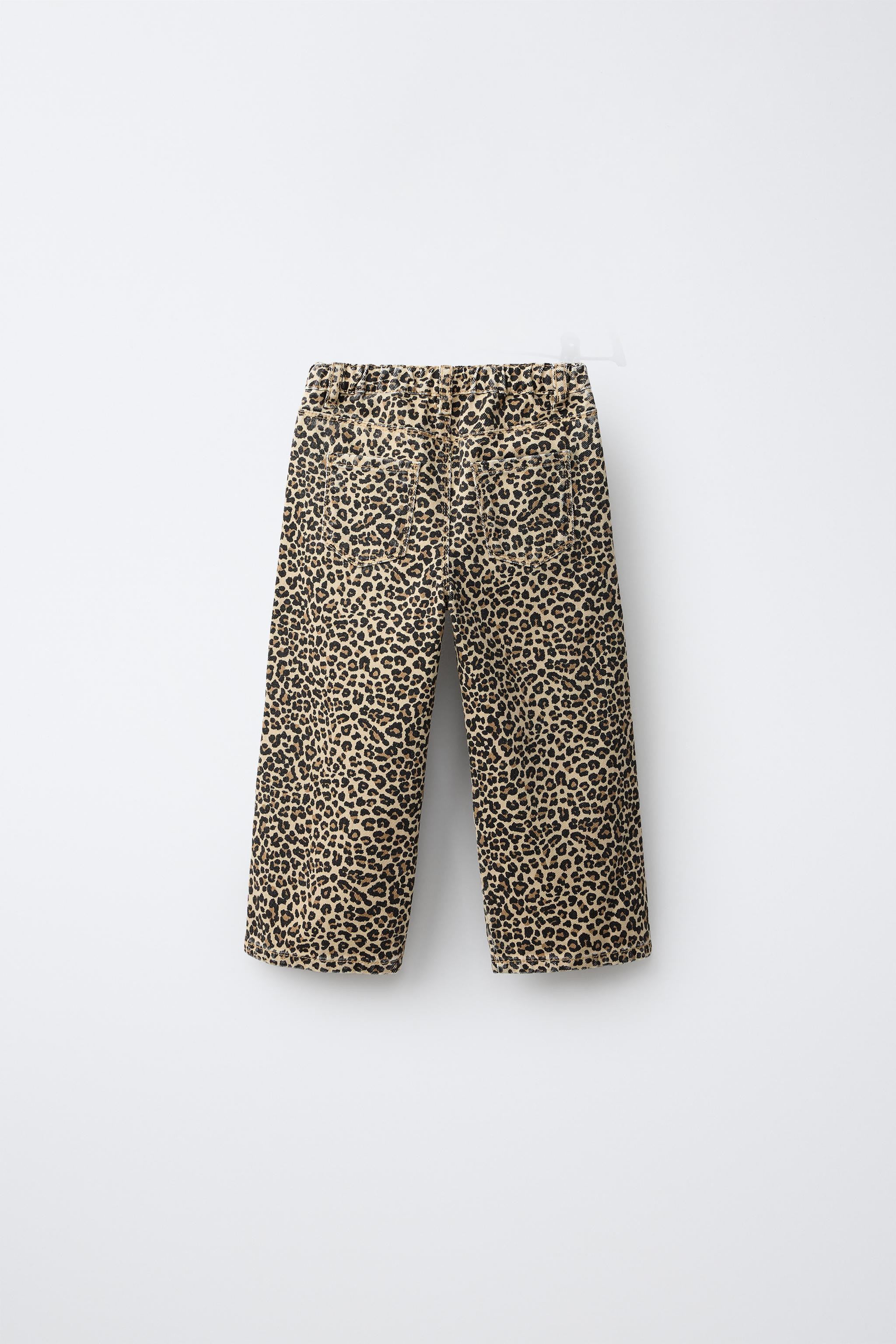 ANIMAL PRINT TWILL WIDE LEG PANTS | Zara US