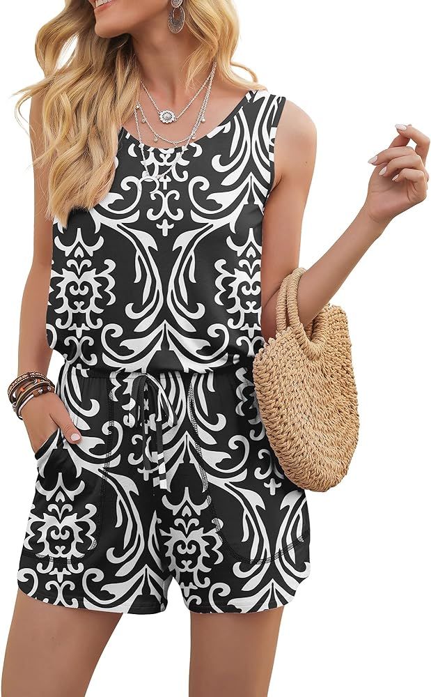 DouBCQ Womens Summer Romper Casual Short Jumpsuits with Pockets | Amazon (US)