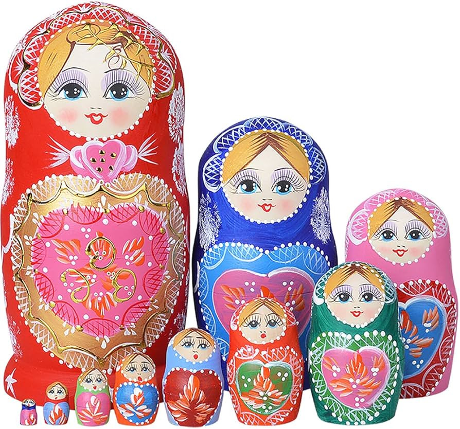 Russian Nesting Dolls for Kids Matryoshka Doll 10pcs Handmade1051 | Amazon (US)