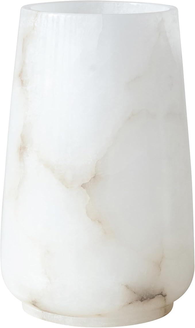 Creative Co-Op Round Alabaster Candle Holder or Vase with Unique Natural Variation, White | Amazon (US)