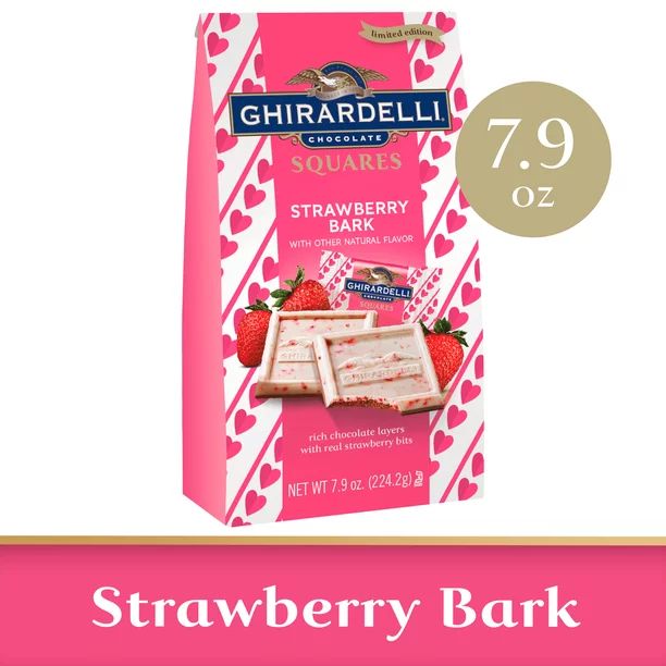 GHIRARDELLI Strawberry Bark Chocolate Squares for Valentines, 7.9 Oz Bag - Walmart.com | Walmart (US)
