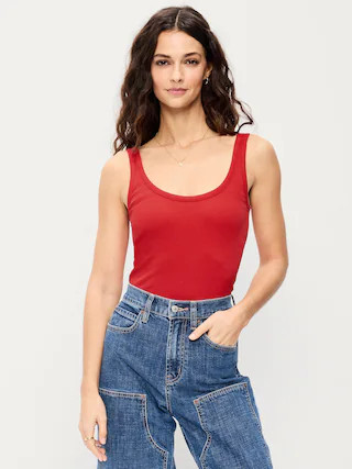 First-Layer Ribbed Scoop-Neck Tank Top | Old Navy (US)
