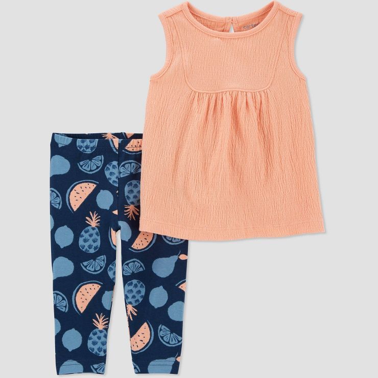 Carter's Just One You® Baby Girls' Melon Top and Bottom Set - Blue/Orange | Target