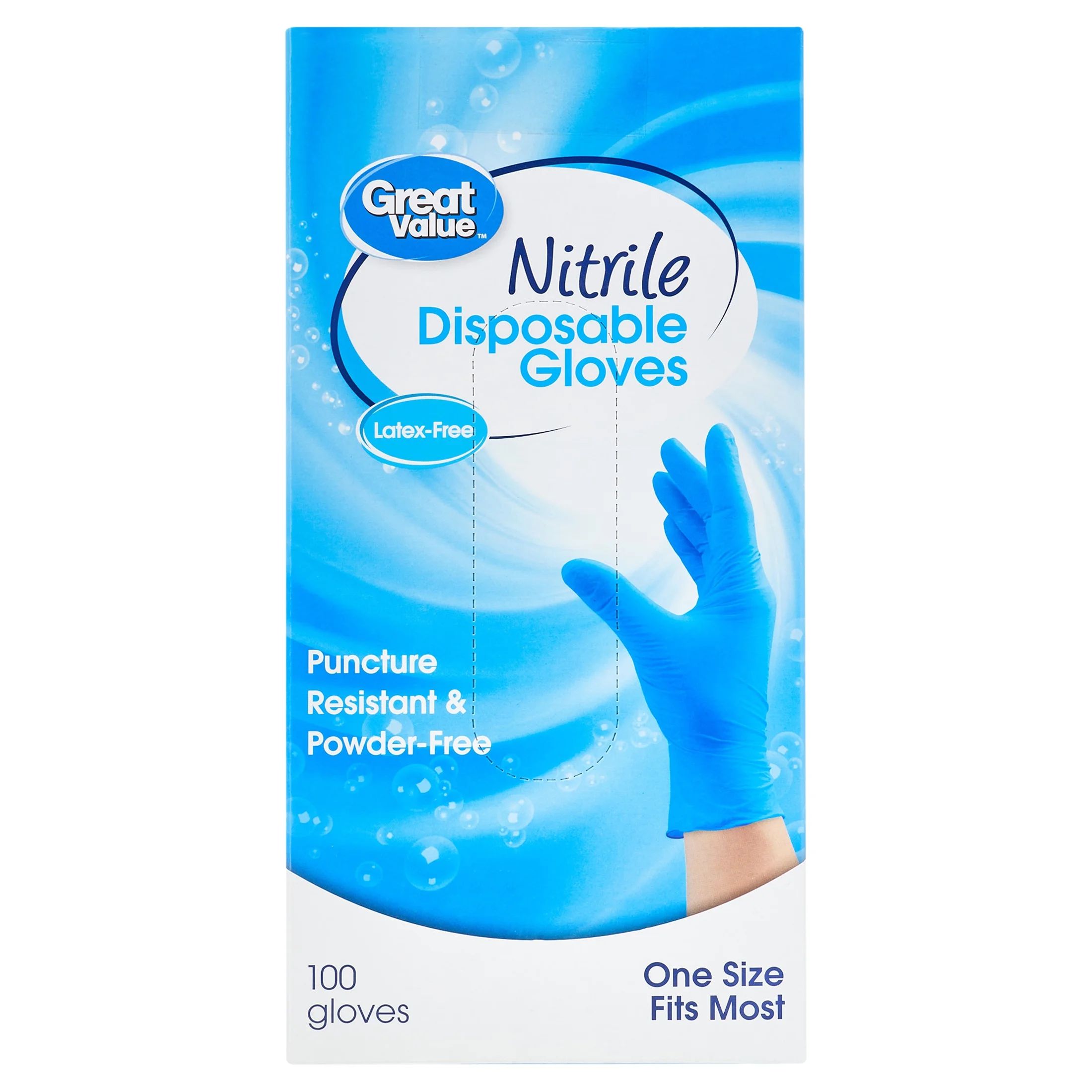 Great Value Nitrile Disposable Gloves, One Size, 100 Ct | Walmart (US)