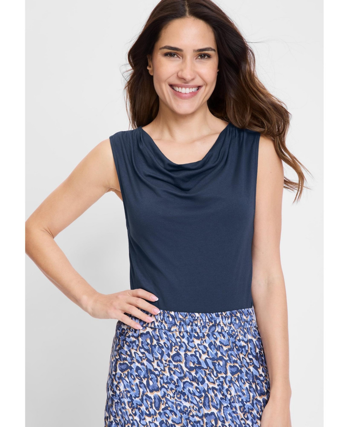 Olsen Women's Cowl Neck Sleeveless Top - True navy | Macy's