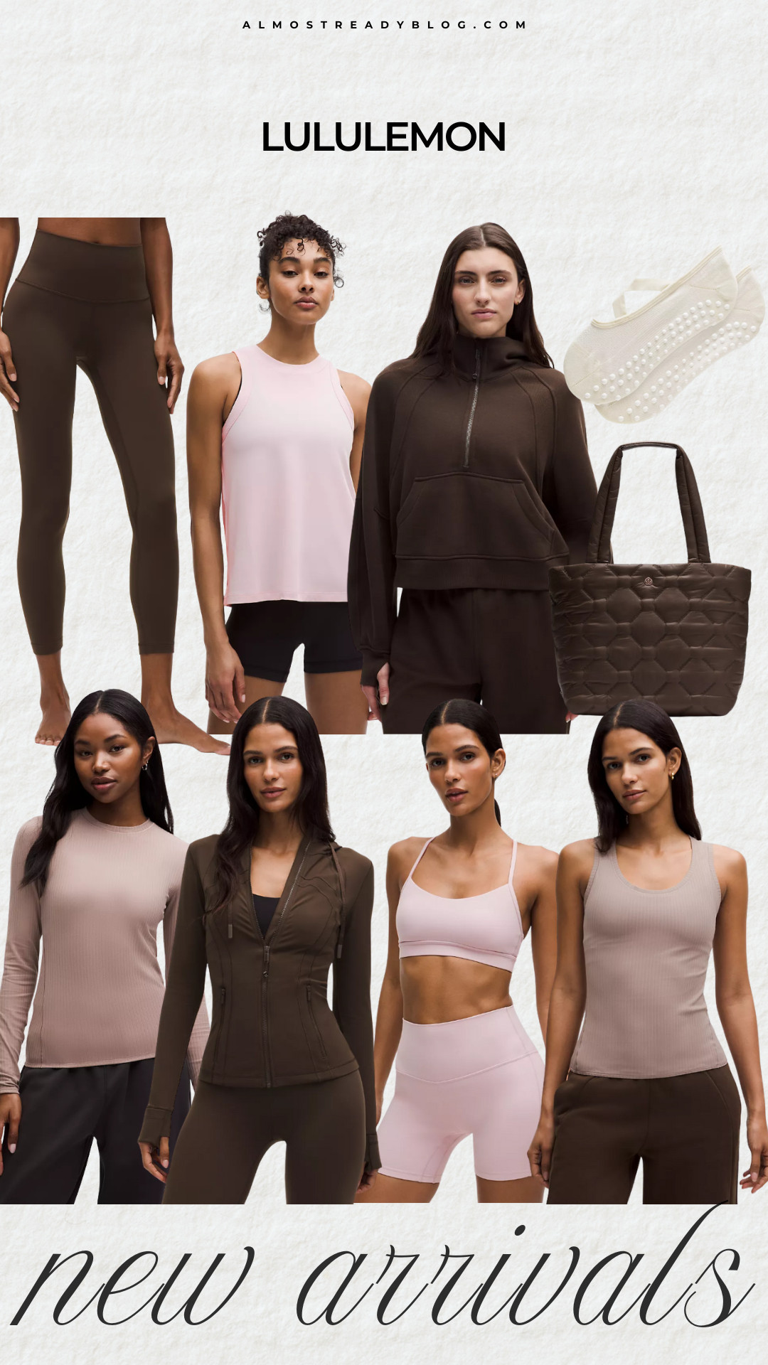 New arrivals from Lululemon, brown activewear, soft pink activewear, neutral activewear, gym clothes, pilates clothes, amanda west, almost ready blog. 

 

#LTKActive