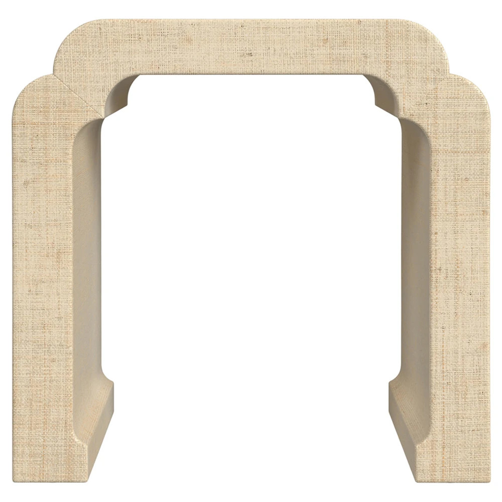 Marcela Coastal Beach Natural Raffia Textured Side Table | Kathy Kuo Home