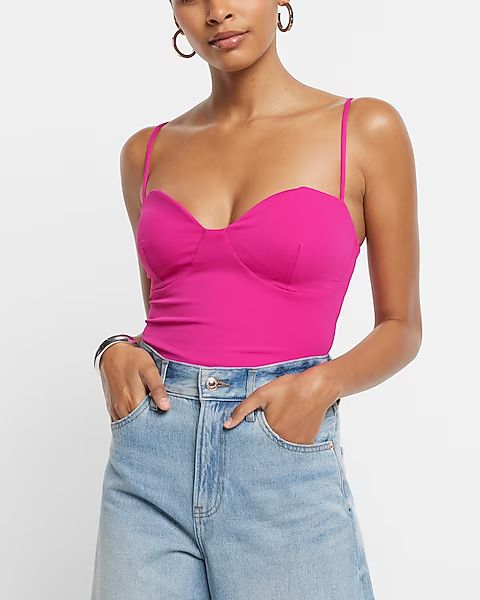 Body Contour Matte Bustier Thong Bodysuit | Express