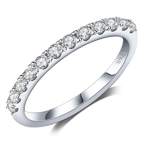 Kosuwo Moissanite Engagement Rings,925 Sterling Silver Wedding Bands for Women,18K White Gold Plated Lab Created Moissanite Ring, Ideal Gift for Women, Band Size 3-12 (B-0.2ct（1.3mm）, 8) | Amazon (US)