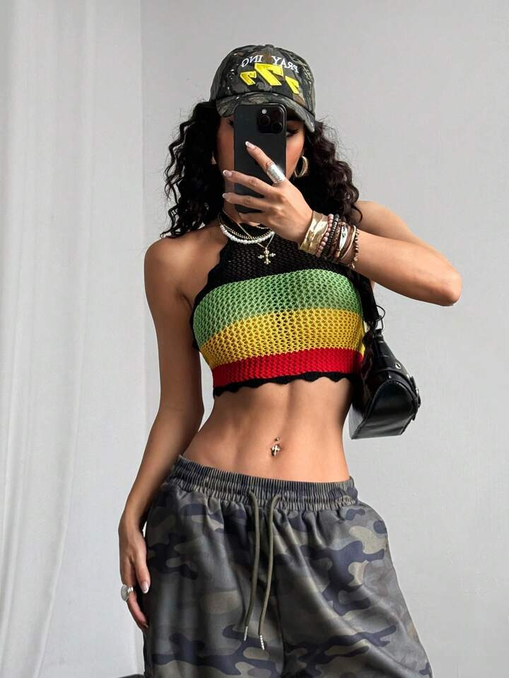StreetHx Streetwear Women's Multi-Color Off Shoulder Cropped Tank Tops, Sleeveless Knit Camisole For Spring/Summer | SHEIN