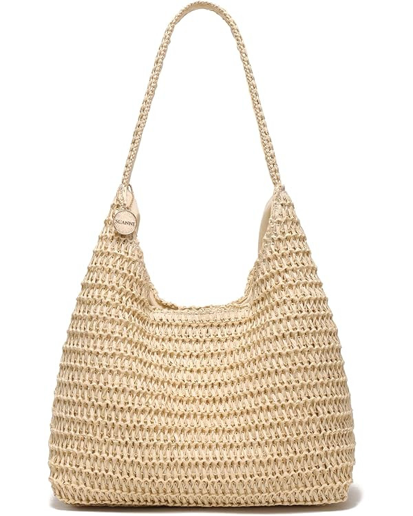 Straw Bags for Women, Large Woven Tote Bag, Summer Beach Shoulder Bag, Hobo Handbag for Vacation,... | Amazon (US)