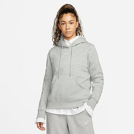 Nike Women's Sportswear Phoenix Fleece Pullover Hoodie in Grey/Dark Grey Heather Size Medium Cotton/ | Finish Line (US)
