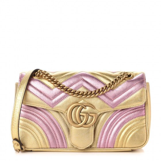 GUCCI

Metallic Calfskin Matelasse Small GG Marmont Shoulder Bag Gold Pink | Fashionphile