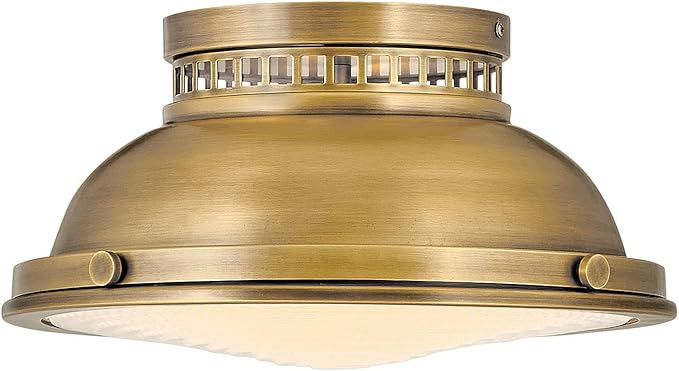 Hinkley Emery Small Flush Mount Ceiling Light - 2-Light, Dome Shaped, Etched Holophane Glass - He... | Amazon (US)