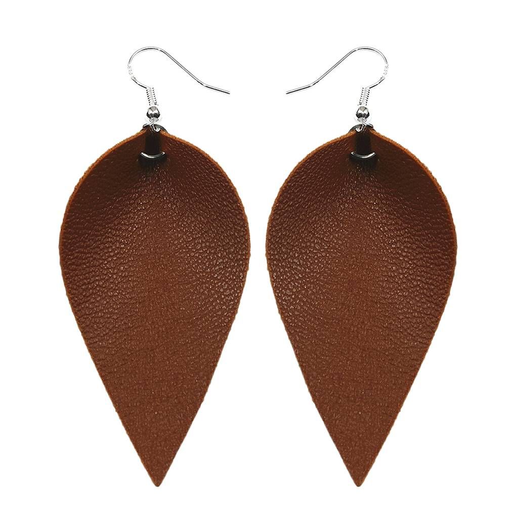 Girl Handmade Leather Earrings Boho Leaf Teardrop Hook Dangle Pendant Ear Stud Women Jewelry - Wa... | Walmart (US)