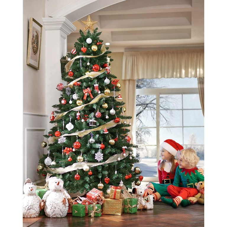 OASISCRAFT 6.5FT Pre-Lit Artificial Christmas Tree with 1400 Branch Tips 350 Light Metal Hinges F... | Walmart (US)