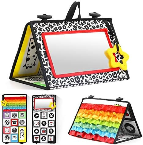 KUANGO Tummy Time Mirror Toys for Babies, High Contrast Activity Montessori Newborn Toys, Black a... | Amazon (US)