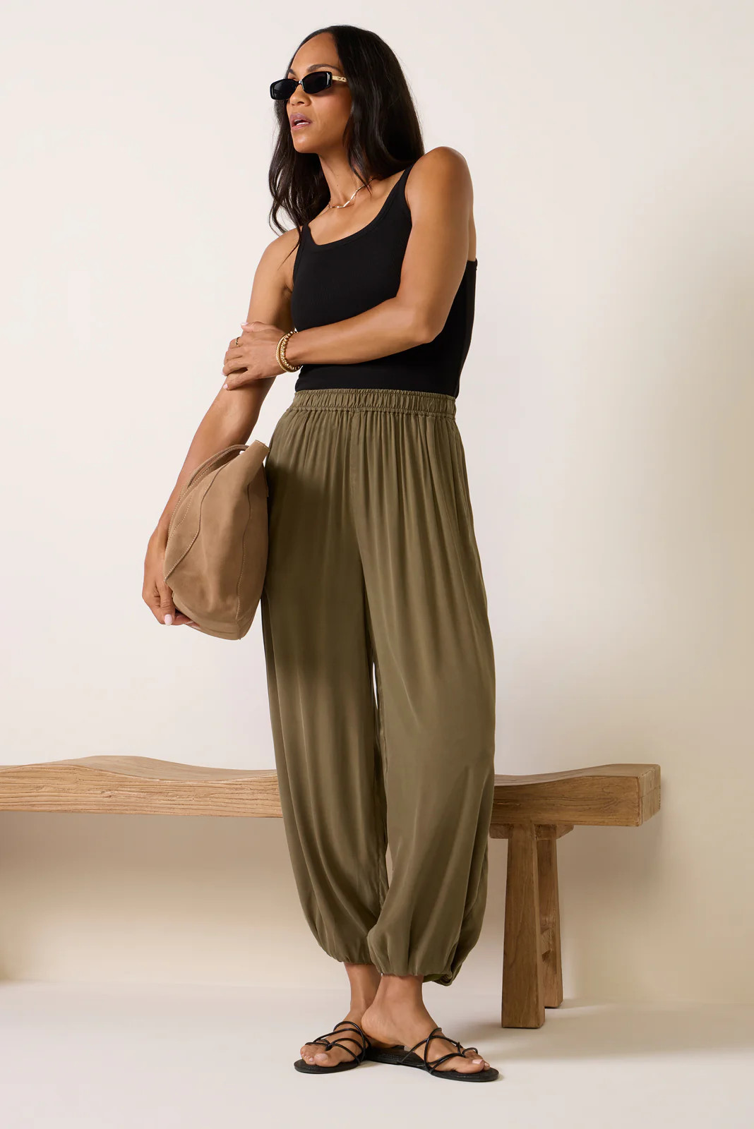 EVEREVE Women's Evie Balloon Pants, Size XS, Darkolive Green | Evereve