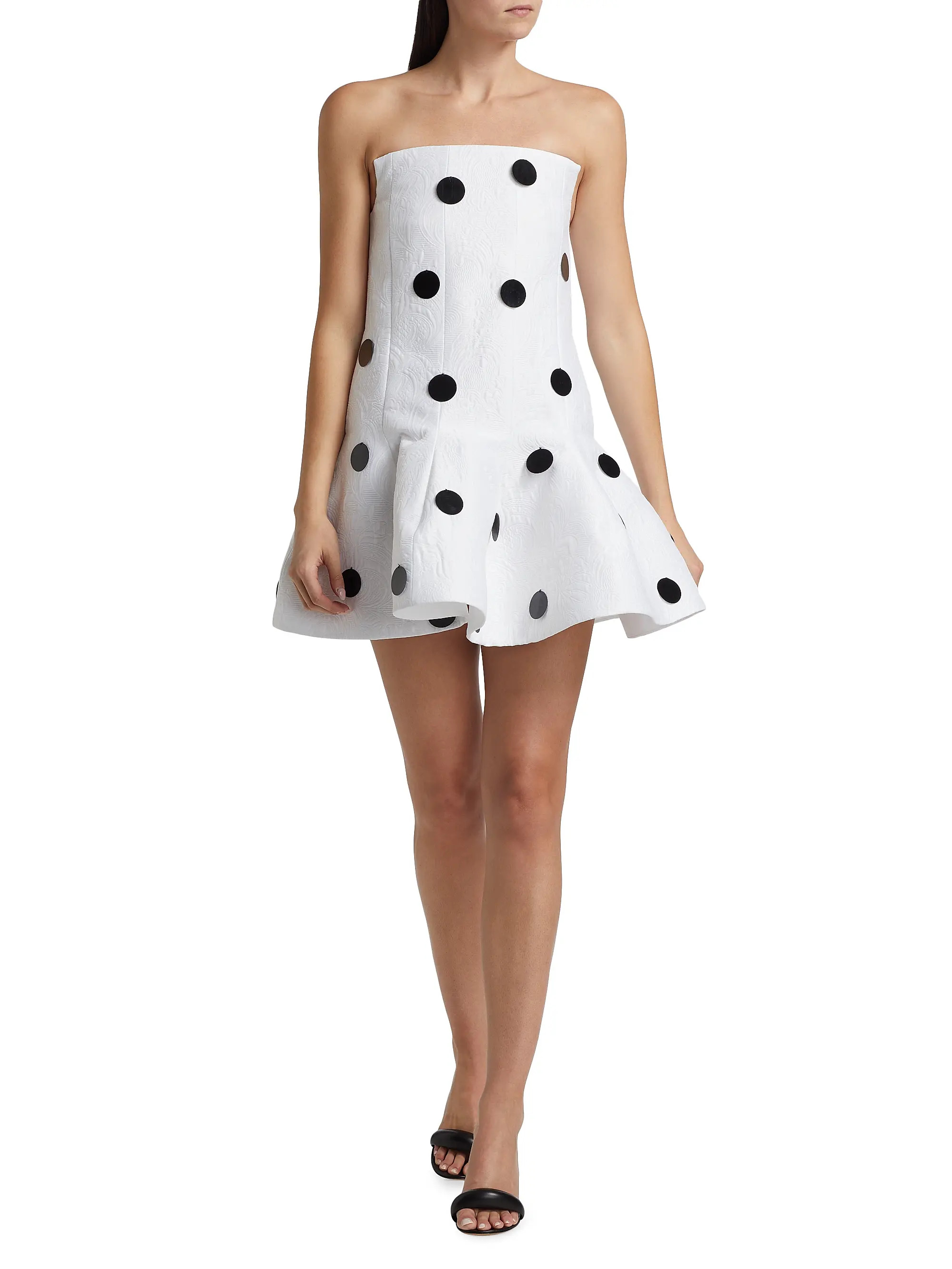 Polka Dot Brocade Flounce Minidress | Saks Fifth Avenue