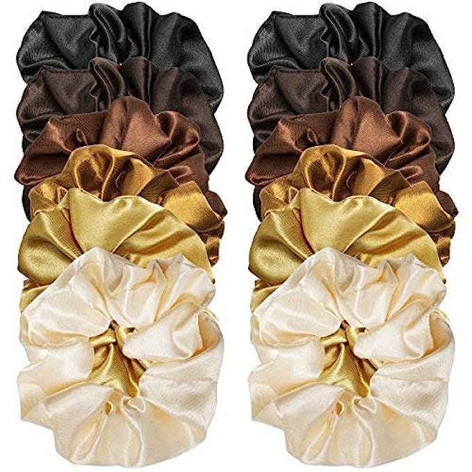 Cubaco 12 Pieces Hair Scrunchies Elastic Hair Bobbles Scrunchy Hair Ties Ponytail Holder for Girls W | Amazon (US)