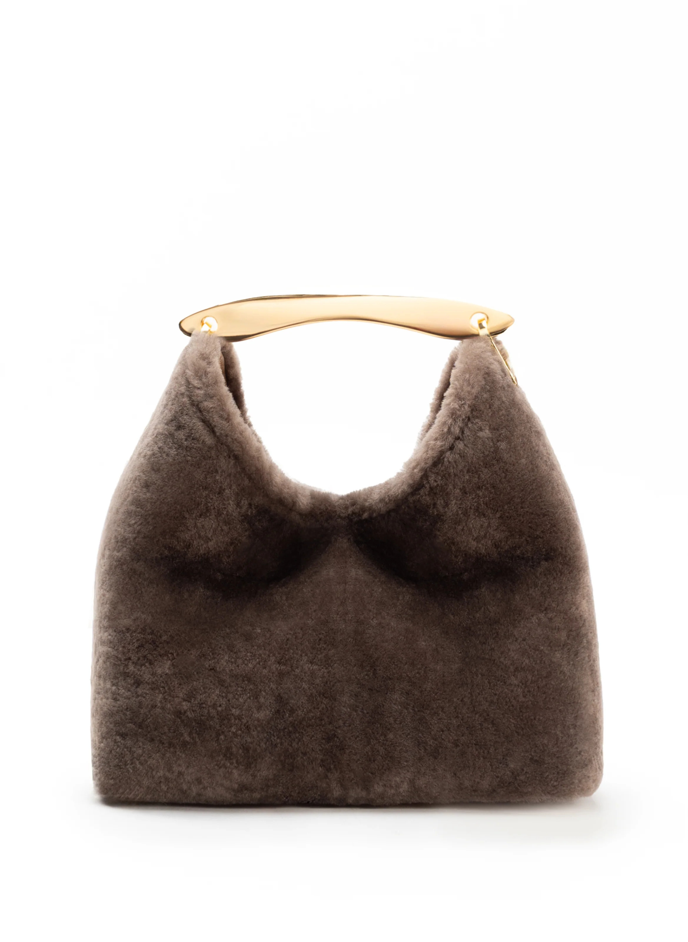 Boomerang Shearling Taupe - French Top Handle Bag - Elleme | Elleme