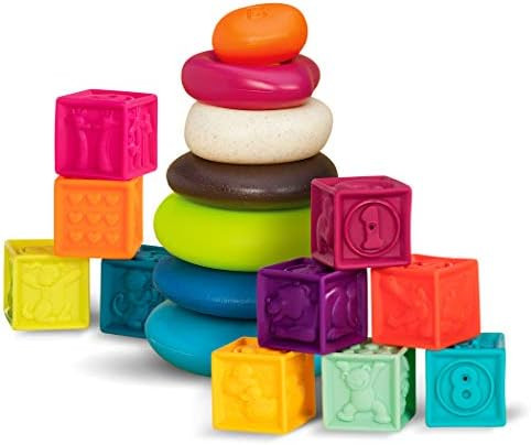 B. toys – Baby Blocks & Stacking Rings – 10 Numbered Blocks & 5 Colorful Rings – Building P... | Amazon (US)