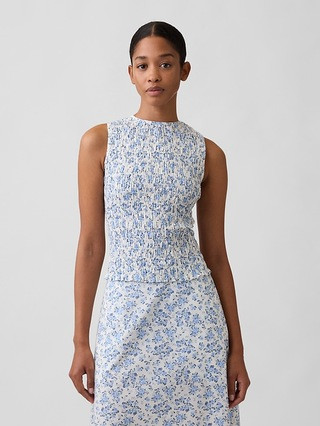 Smocked Sleeveless Boatneck Top | Gap Factory