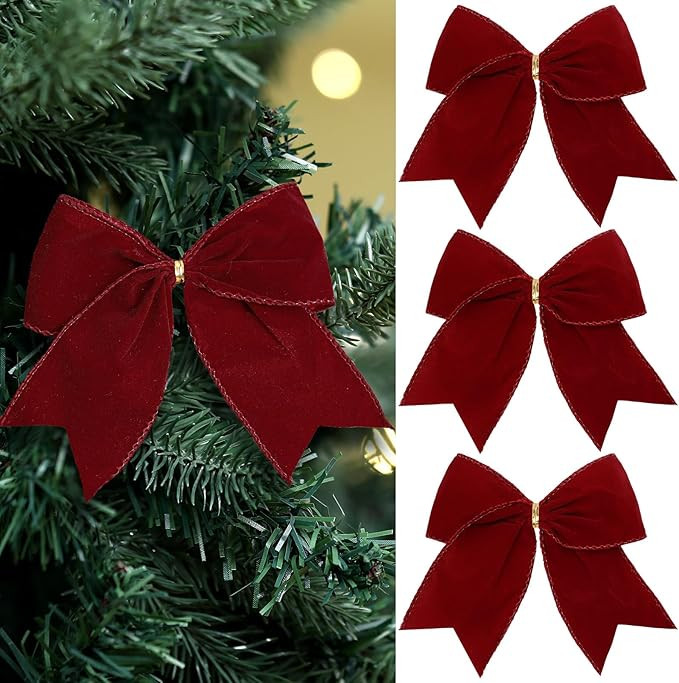 Janinka 12 Pcs Christmas Velvet Bows 6 Inch Rustic Wreath Gift Bows Vintage Xmas Velvet Ribbon Bo... | Amazon (US)