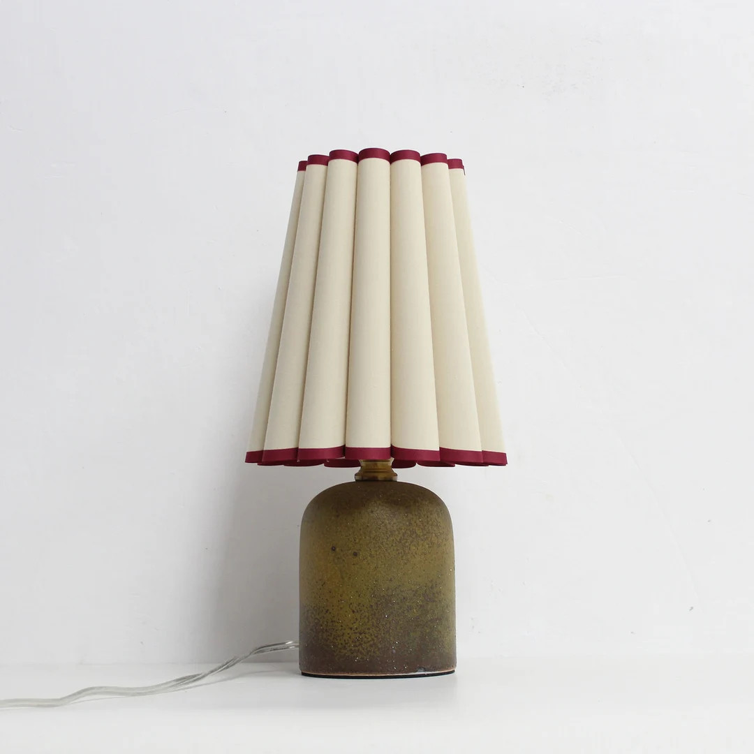 Duzy Handmade Khaki Fabric and Burgundy Trim Lamp for Home Decor-9, 110-240v/50-60hz, - Etsy | Etsy (US)