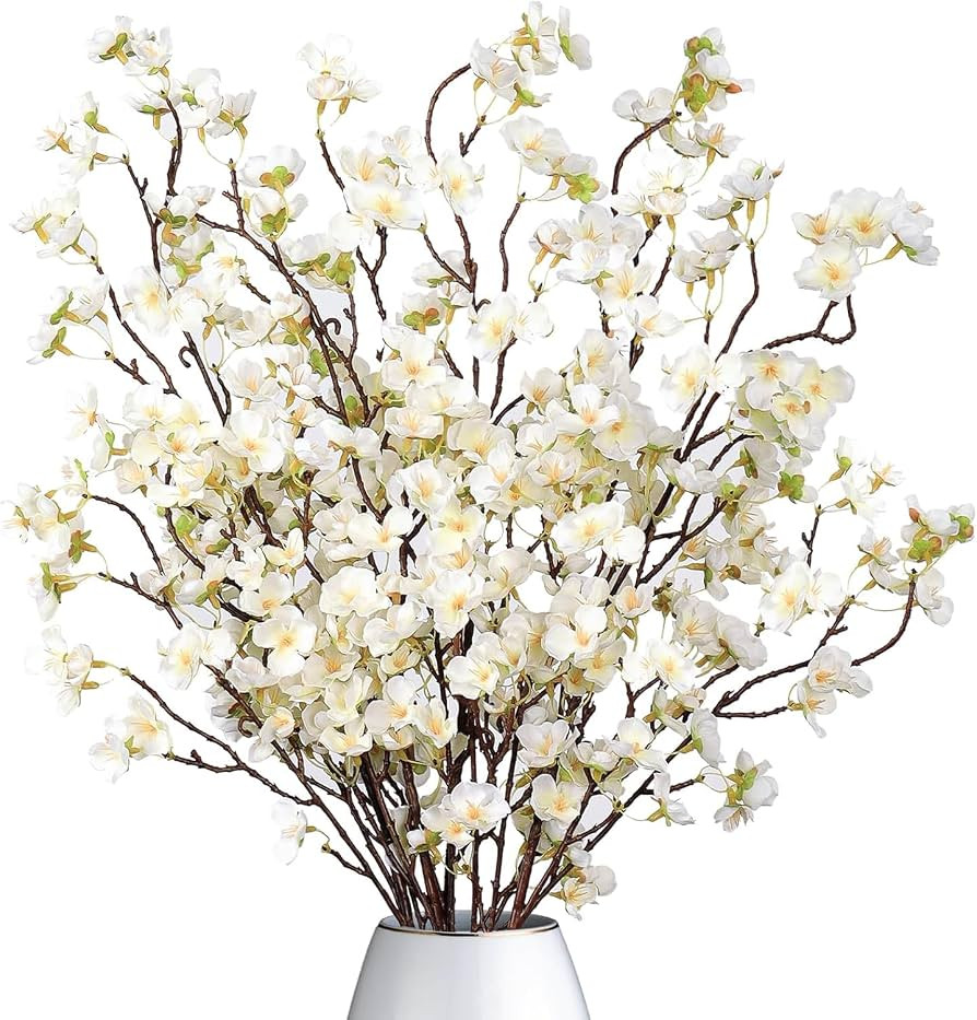 Dremisland 4PCS Artificial Cherry Blossom Branches White Plum Blossom 39.3in Winter Fake Flowers ... | Amazon (UK)
