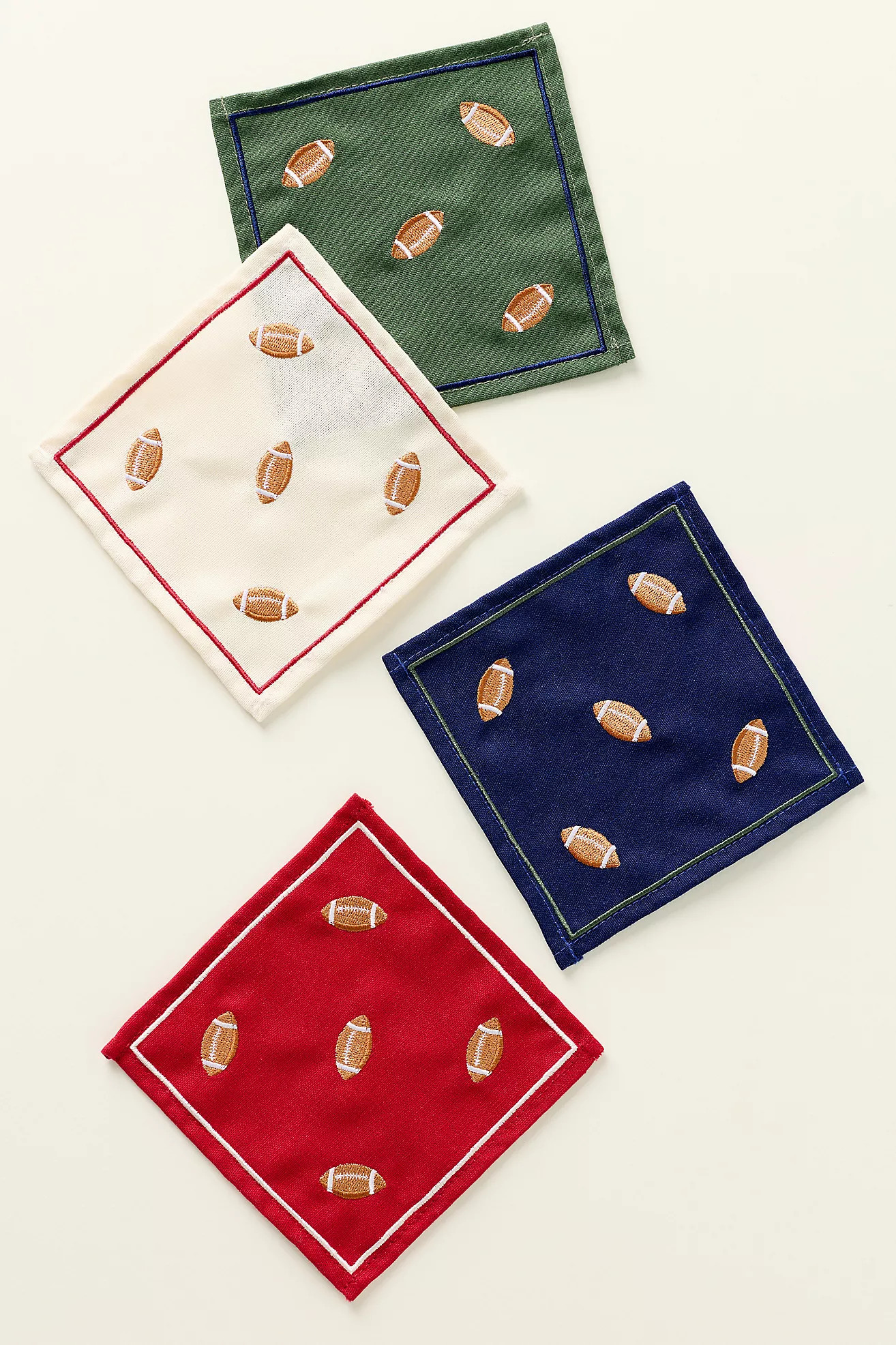 Frasier Sterling Football Linen Blend Cocktail Napkins, Set of 4 | Anthropologie (US)