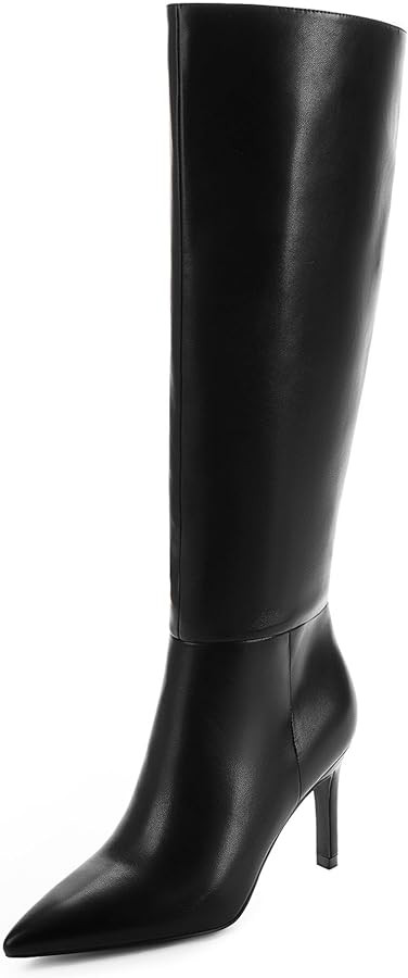 Knee High Boots Women Pointed Toe Tall Boots 3 In Stiletto High Heel Long Boots Side Zipper Dress... | Amazon (US)